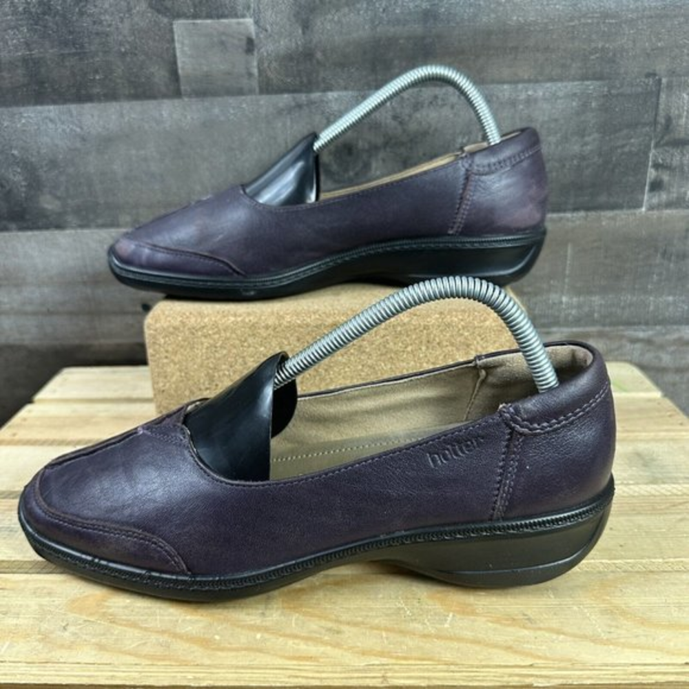 Hotter Womens Comfort Concept Shoes Size 7‎ Purple Leather Slip On Loafer